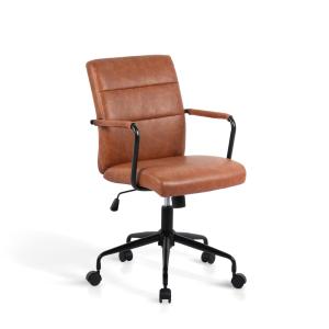 Chaise de bureau réglable en hauteur simili cuir marron 99x…