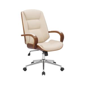 Chaise de bureau réglable en pvc und synthetik Noyer / Crèm…
