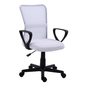 Chaise de bureau réglable en tissu blanc