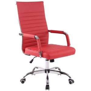 Chaise de bureau réglable pivotante en similicuir Rouge