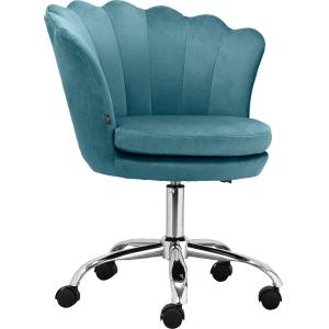 Chaise de bureau rembourrée en velours bleu