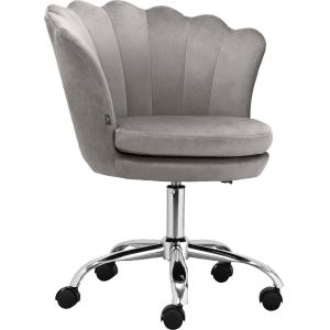 Chaise de bureau rembourrée en velours gris