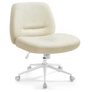 Chaise de bureau siège pivotant tissu coton-lin blanc crème…