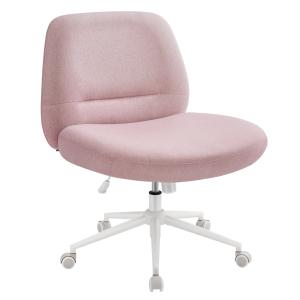 Chaise de bureau siège pivotant tissu coton-lin rose bonbon