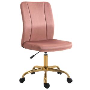 Chaise de bureau style Art déco pied métal doré velours ros…