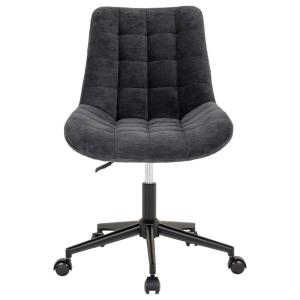 Chaise de bureau sur roulettes en velours côtelé, noir