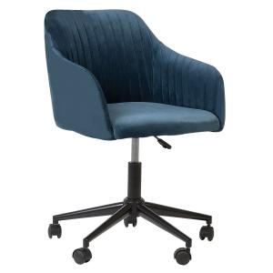 Chaise de bureau Velours Bleu marine