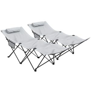 Chaise de camping transats pliables oxford gris