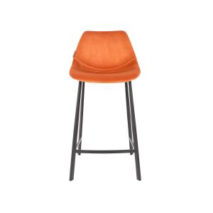 Chaise de comptoir en velours orange