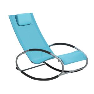 Chaise de jardin à bascule bleu turquoise