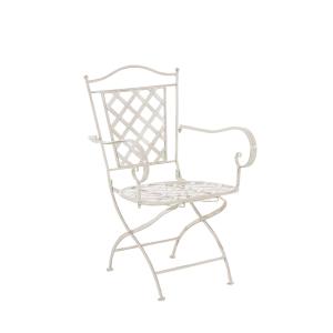 Chaise de jardin avec accoudoirs en métal Crème antique