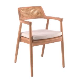 Chaise de jardin avec accoudoirs en teck massif