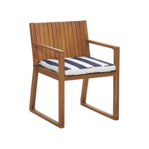 Chaise de jardin avec coussin à rayures bleu marine