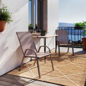 chaise de jardin calan métal marron foncé-textilène marron…