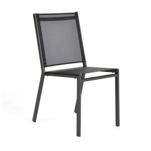 Chaise de jardin empilable aluminium et textilène gris anth…