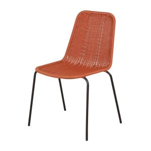 Chaise de jardin en acier noir et résine recyclée brique