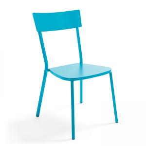 Chaise de jardin en métal bistrot bleu