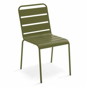 Chaise de jardin en métal vert kaki