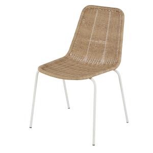 Chaise de jardin en résine recyclée imitation rotin et acie…
