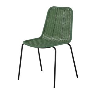 Chaise de jardin en résine recyclée vert kaki et acier noir…