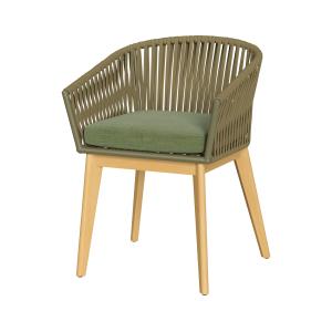 Chaise de jardin en tissu vert et bois d'acacia