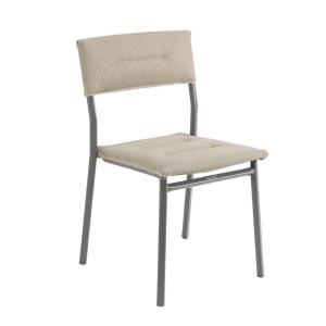 Chaise de jardin matelassée en aluminium beige L49xl50xH85