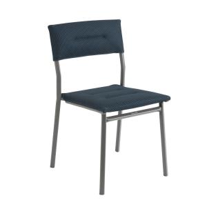 Chaise de jardin matelassée en aluminium bleu L49xl50xH85