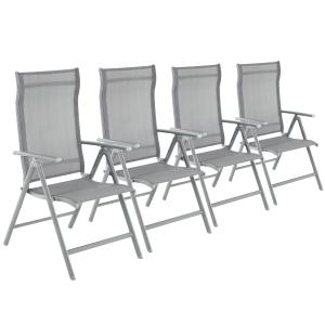 Chaise de jardin pliable cadre en aluminium lot de 4 gris