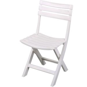 Chaise de jardin pliable en plastique blanc 41.5x40x79cm