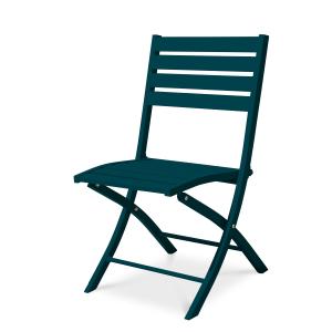 Chaise de jardin pliante en aluminium bleu canard