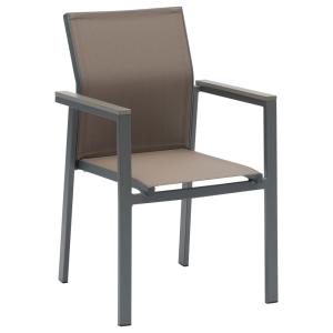 Chaise de jardin (x6) en aluminium effet bois, gris/brun