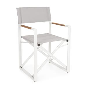 Chaise de réalisateur en aluminium avec accoudoirs en teck