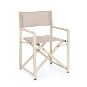 Chaise de réalisateur en aluminium et textilène beige