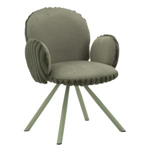 Chaise de salle à manger en tissu vert et métal