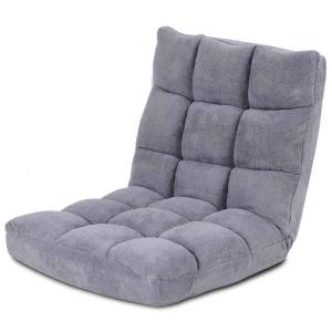 Chaise de sol pliante réglable à 14 niveaux gris 105 x 56 x…