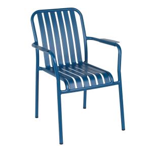 Chaise de terrasse avec accoudoirs en aluminium bleu foncé