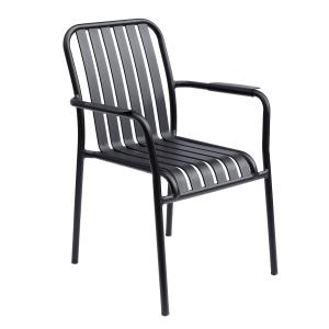 Chaise de terrasse avec accoudoirs en aluminium noire