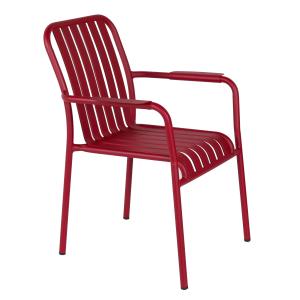 Chaise de terrasse avec accoudoirs en aluminium rouge