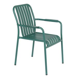 Chaise de terrasse avec accoudoirs en aluminium vert foncé