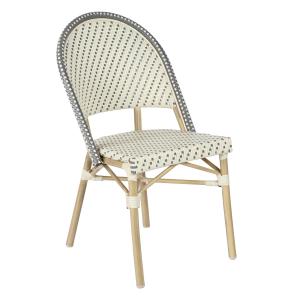 Chaise de terrasse bistrot parisien en aluminium et rotin g…