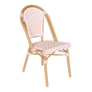 Chaise de terrasse en aluminium et rotin synthétique rose