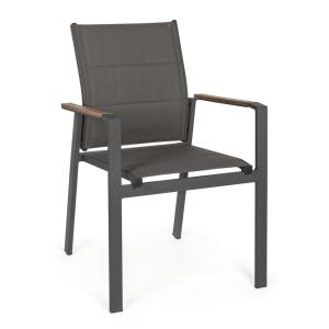 Chaise en aluminium avec accoudoirs anthracite