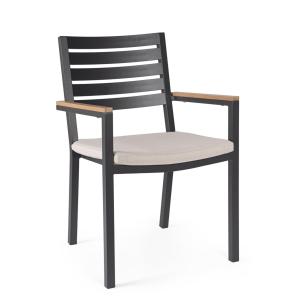 Chaise en aluminium avec accoudoirs effet bois anthracite