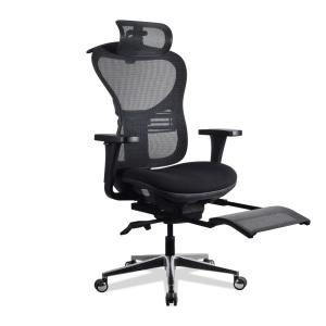 Chaise ergonomique de bureau avec repose-pied noire