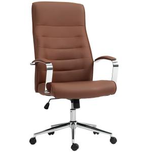 Chaise ergonomique dossier haut tissu marron foncé
