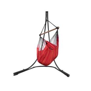 Chaise hamac XL en coton rouge grenade et pied en métal