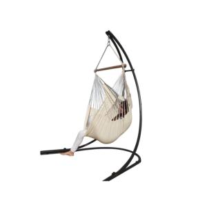 Chaise hamac XXL en coton écru et support en métal