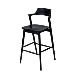 Chaise haute de bar noir en bois de teck avec accoudoirs 10…