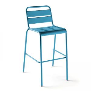 Chaise haute de jardin en métal bleu pacific