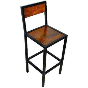 Chaise haute en acier et bois 65 cm